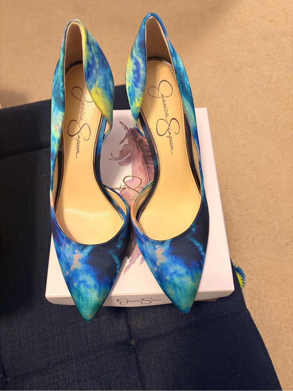 Jessica Blue and Green Tie-Dye Pointed Toe Heels